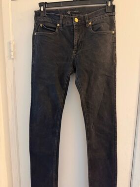Versace Men’s Black Slim Skinny Jeans with Gold Hardware